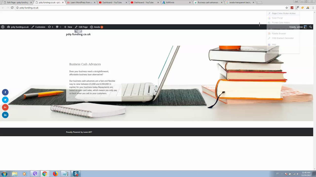 avada transparent background color and rounded borders