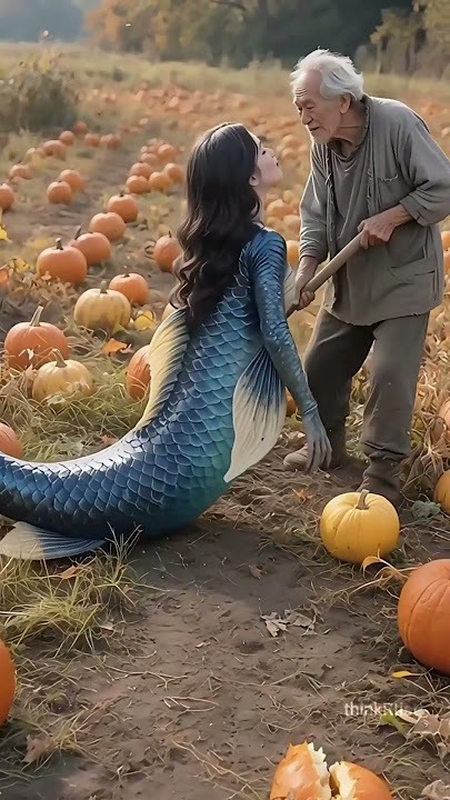 💋 Suprise Kiss by a mermaid after a farmer helps her by giving her a Pumpkin #kiss #cute #loveshorts