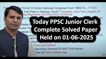 Today 01-06-2025 PPSC Junior Clerk Complete Solved Paper  | Today PPSC Paper