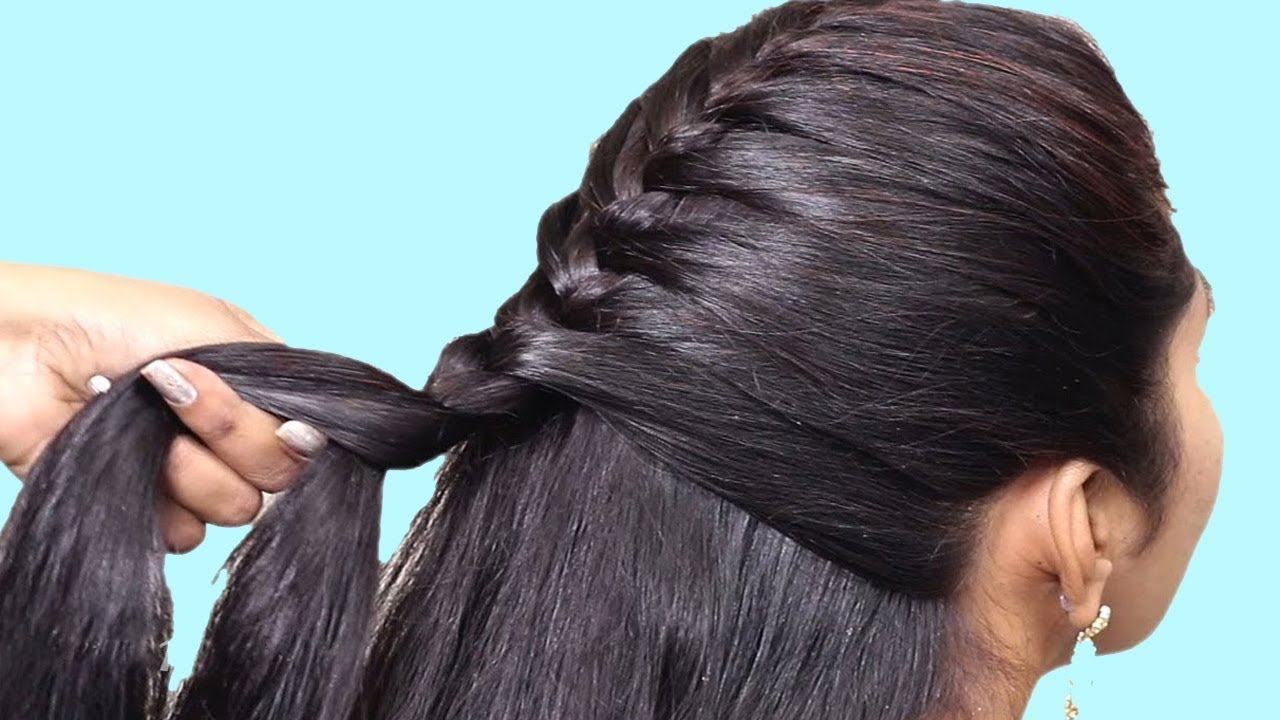 hairstyle braided rose tutorial step by step. Hairstyle for long hair. Simple  hairstyle for long and medium loose hair tutorial. Braided hairstyle. Hair  tutorial - Stock Image - Everypixel