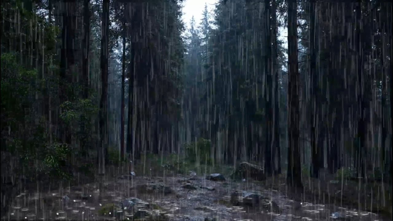 Deep Forest Rain Under the Tree Canopy 🌧️ Natural Night Sounds for Sleep | Live 12 Hours