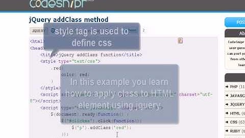 JQUERY Tutorial : jQuery addClass method