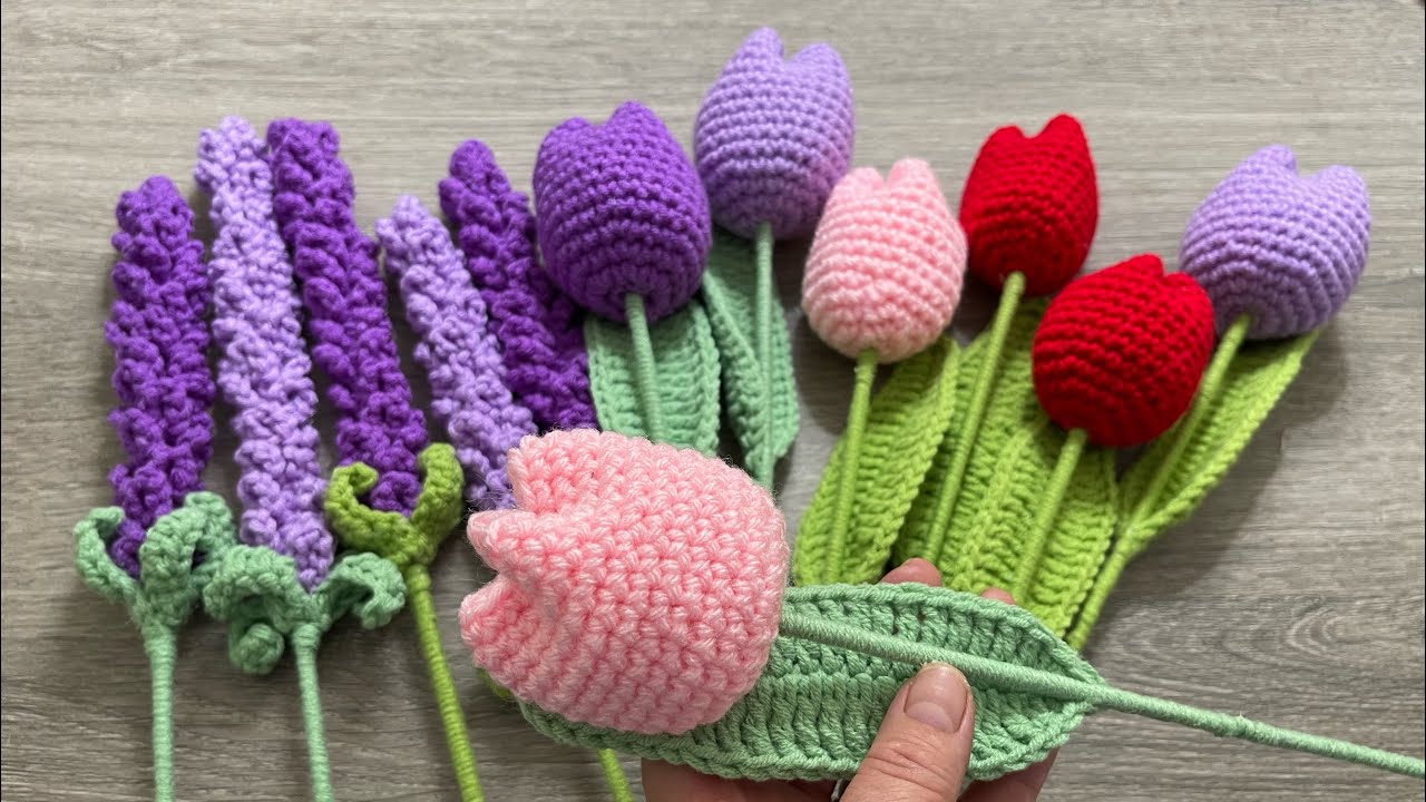 How to Crochet: Tulips and Lavender step by step 