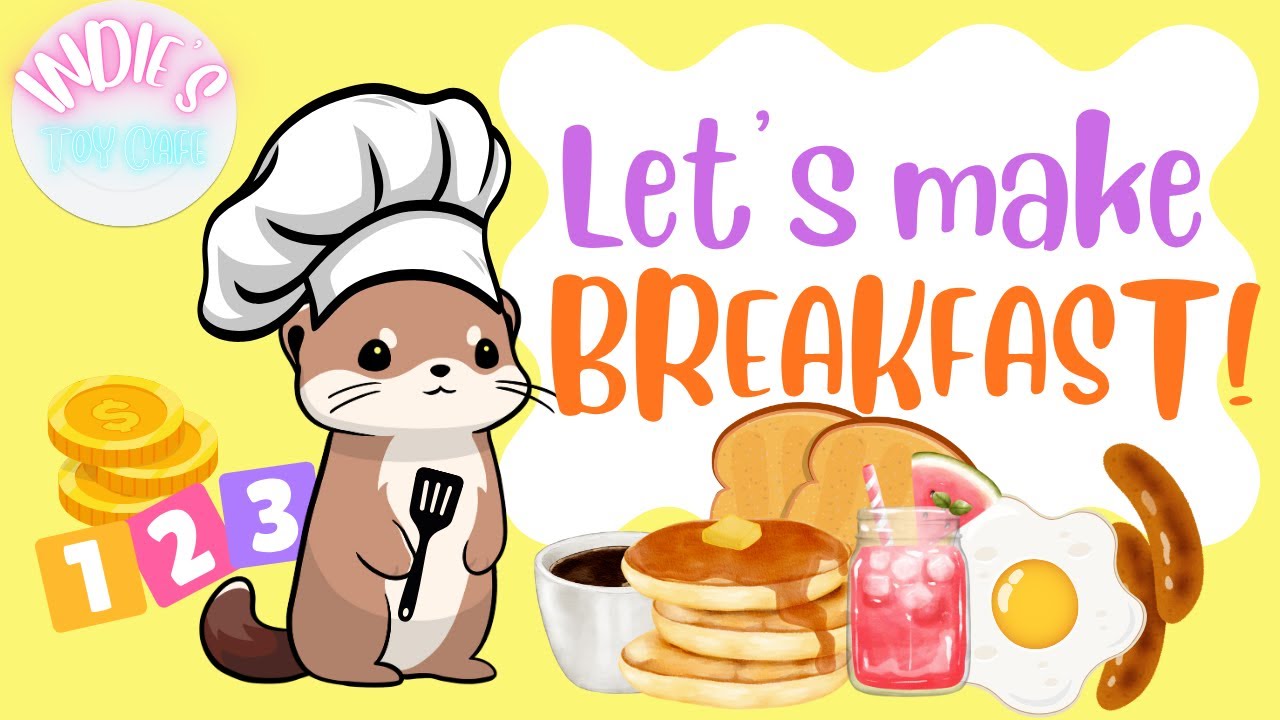 Counting Money with Toy Food Breakfast Pretend Play at Indie’s Toy Café for Kids