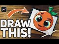 Procreate cartoon drawing tutorial lets draw an orangefrom sketch to finished design