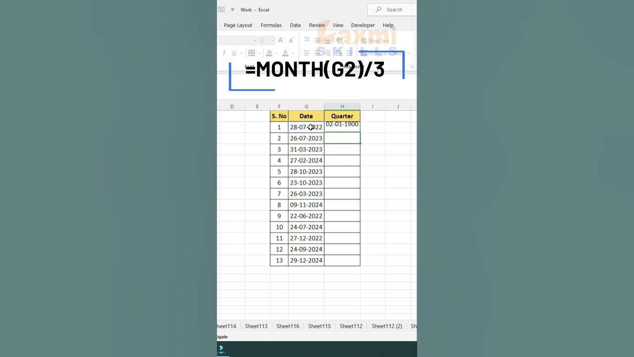 how-to-find-quarter-part-of-date-ms-excel-in-telugu-ms-excel-in