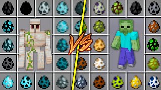 : What if You Spawn ALL ZOMBIE EGGS vs GOLEM EGGS BATTLE Minecraft Different Zombies Army Battle