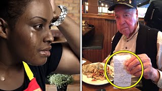 Black Waitress Feeds Homeless Man, Then He Gives Her A Note. Reading It, She Bursts Into Tears!