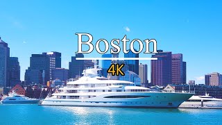 Boston City 4K Drone Footage With Relaxing Music | Massachusetts