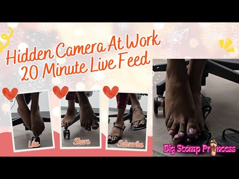 20 Minute Live Feed - Under The Desk Office Cam! 😲🦶🏾💋#Barefoot #livefeed #giantess #feet #foot #toes