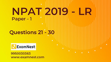 NPAT 2019 | Paper 1 | Reasoning Questions 21 to 30 | Previous Year Paper | NPAT Original | IPMAT