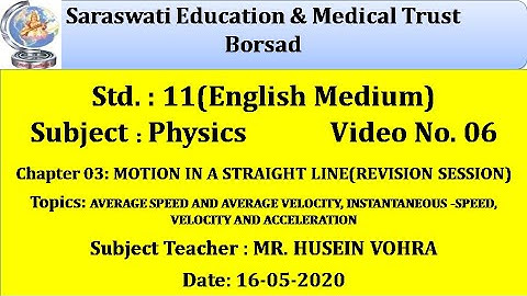 PHY(ENG. MED) CLASS 11|16-05-2020|CHAP 03: MOTION IN A STRAIGHT LINE(RS)(PART-06) ~ BY HUSEIN VOHRA
