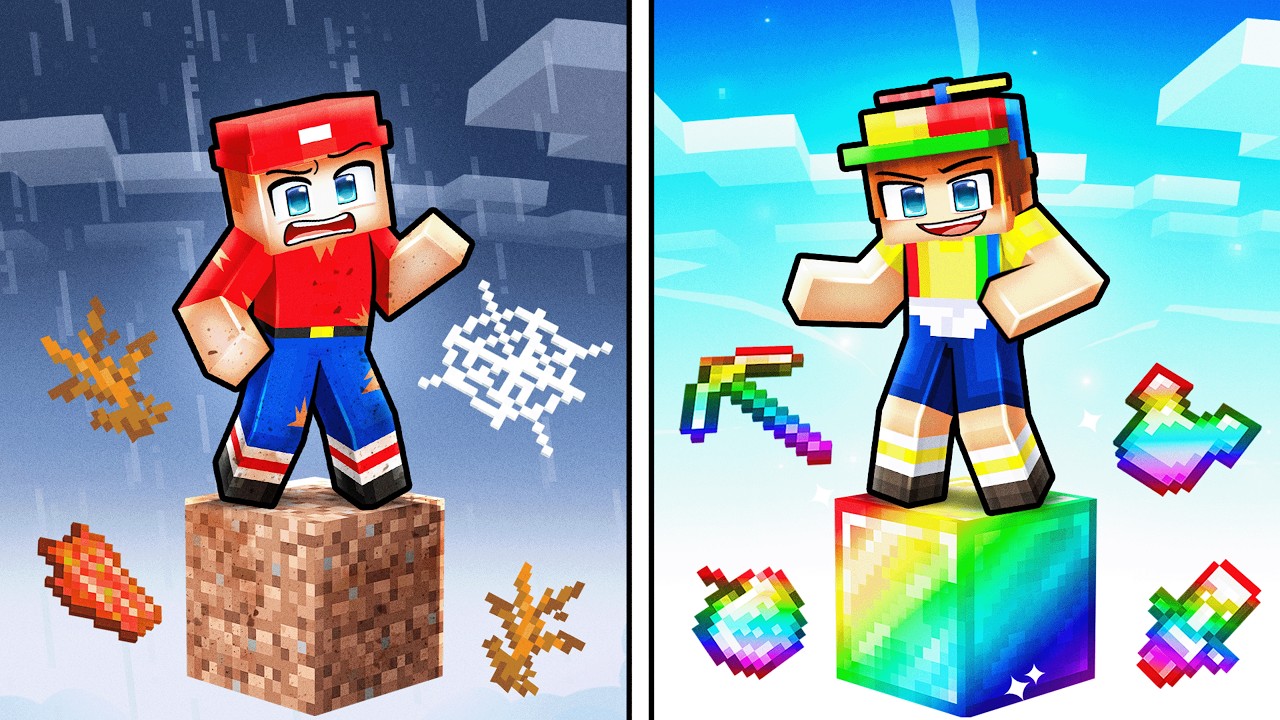 $1 vs $1,000,000 ONE BLOCK Battle In Minecraft!