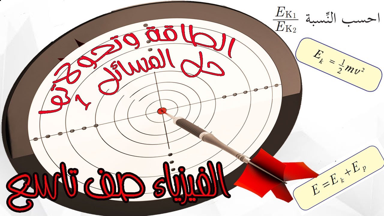 فيزياء الصف التاسع - مسائل الطاقة وتحولاتها حل مسائل أختبر نفسي ومسائل الوحدة  #  1