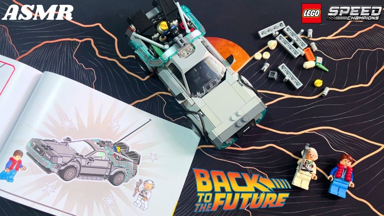 ASMR Building LEGO Speed Champions Back to the Future DeLorean Time Machine (Brick Sounds for Sleep)