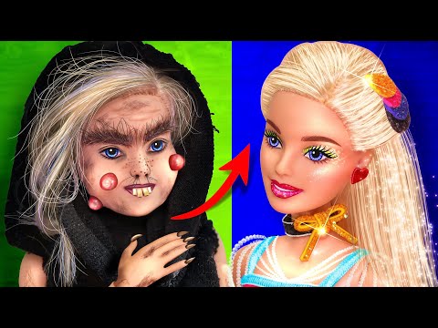 Çirkin Zavallı Barbie'nin Güzel / Komik Oyuncak Bebek'e dönüşümü için 16 Kendin Yap videosu