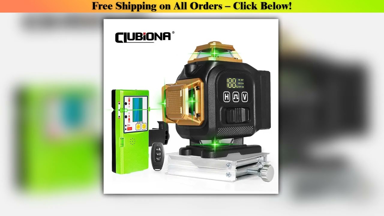 Clubiona 12/16 Line 4D Green Laser Level with 360 Rotation, High-Precision Vertical and Horizontal