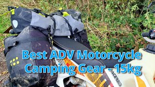 Lightweight ADV motorcycling camping gear: 15kg pack in Kriega OS System