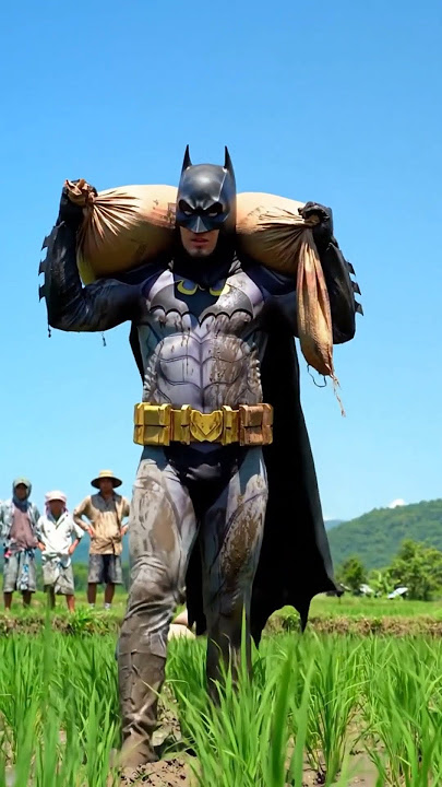 Batman Hidup Di Desa — Cape Tapi Tetap Gagah 💪🌾' #BatmanManggulPadi #BatmanPanenPadi
