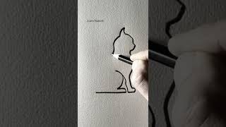 Cat Drawing From One Line Art #aram_nabeel #shorts #viral #fyp