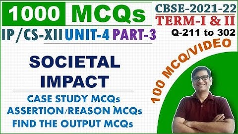 Societal Impact MCQ | CBSE IP Term-1 2021-22 MCQ | IP Objective QNS | Cyber Safety MCQ | prt-3