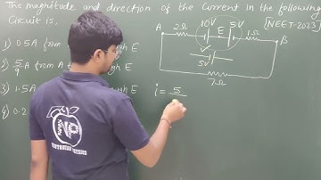 The magnitude and direction of the current in the following circuit is..... #neet2023