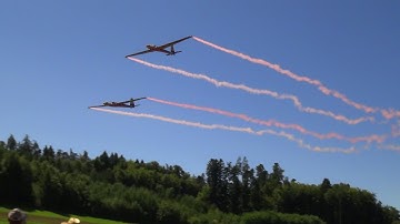 6 meter Wingspan Swift S1 RED BULL Scale RC Model Airplane with smoke close Formation flight