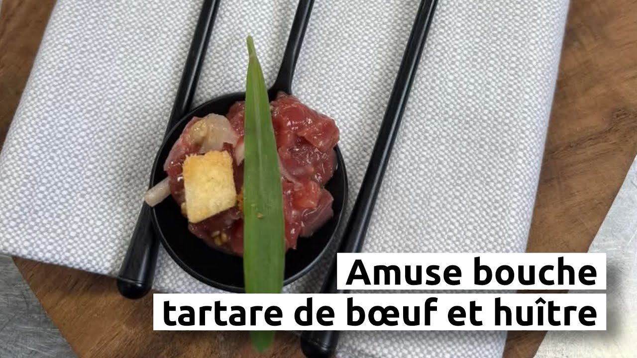 Amuse bouche : tartare de bœuf et huître