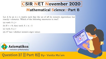Question 27 | CSIR NET Nov 2020 | Part B | Mathematical Science | By Vanita Goyal