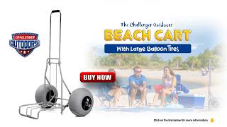 Folding Beach Cart with Large Balloon Wheels for Soft Sand, Heavy Duty  Beach Cart