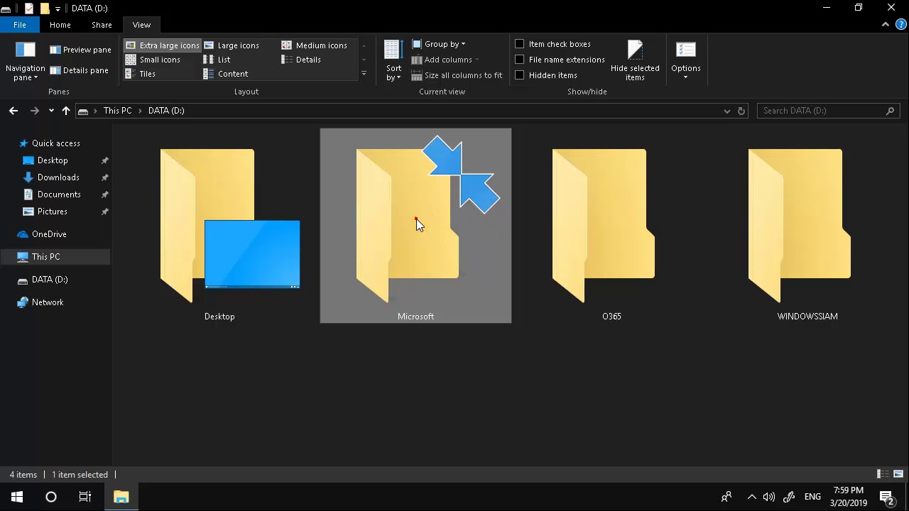 ลูกศรสีฟ้ามุมขวา Folders คืออะไร ใน Windows 10