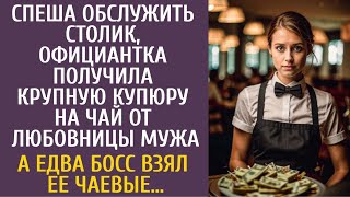 видео: Обслужив столик, официантка получила крупную купюру картинка: Обслужив столик, официантка получила крупную купюру