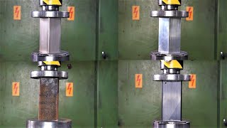 Which is The Strongest Material? Carbon Fiber Vs. Aluminum Vs. Steel | Hydraulic Press Test!