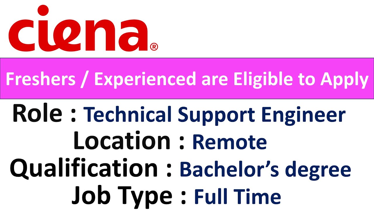 Ciena Hiring for Technical Support Engineer - Freshers / Experienced ...