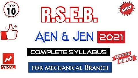 R.S.E.B DETAILS SYLLABUS| MECHANICAL DETAILS SYLLABUS 2021 | LATEST PATTERN OF JE SYLLABUS ELECTRIC|