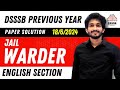 DSSSB WARDER 18 JUNE 2024 Evening shift|Englishsolution|Jail Warder Previous Year Questions|#dsssb #