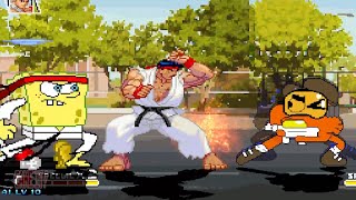 SPONGEBOB TEAM UP WITH HIS MASTER RYU TO DESTROY MUGENS IN SURVIVAL MODE