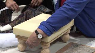 Upholster a Footstool Lesson with Evelyn Bouma Learn how to make your very own footstool with a few easy to find items under the guidance of Evelyn Bouma. Sign up for upholstery