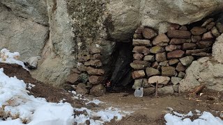 I built a secret cave of survival shelter.  I got caught in heavy snow