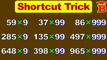 Fast Multiply by 9, 99, 999 - Super Shortcut Trick