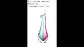 26-5228A Murano Glass Tivoli Vase Aqua Ruby