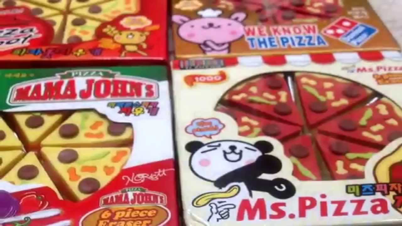 Kawaii pizza eraser set for sale! Open YouTube