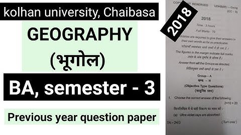 BA Geography honours semester 3 previous year question paper cc5 geography honours syllabus sem 3@ku