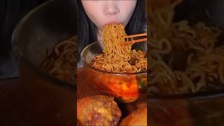 🍜🔥 Fiery Red Noodles Mukbang | Mouth on Fire! 🌶️🔥 #Mukbang #ASMR #Shorts #ViralShorts #eatingshow