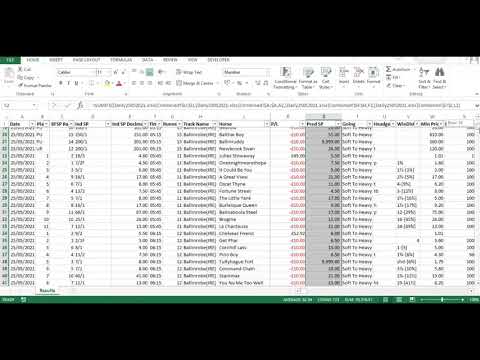 Back testing horse racing data across 2 data streams