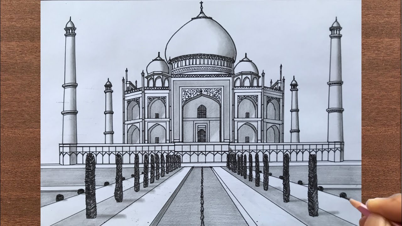 Taj mahal hand drawn palace india sketch Vector Image