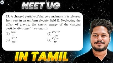 A charged particle of charge q and mass m is released from rest in an uniform electric field E