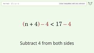 17 Greater Than N4  Solve Linear Inequalities With One Unknown