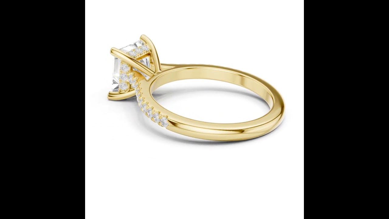 Princess Cut Lab Grown Diamond Hidden Halo Engagement Ring