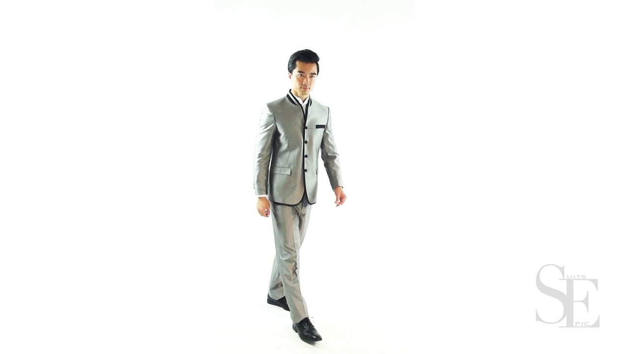 Gray Chinese Collar Suit by SuitsEpic